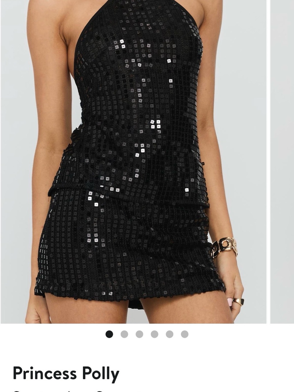Princess Polly Black Sequin Halter top, size 6, new with tags